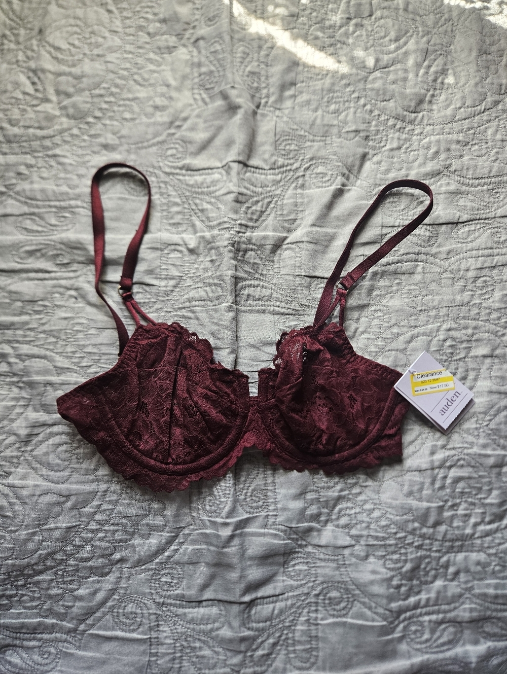 Women's Burgundy Lace Bralette